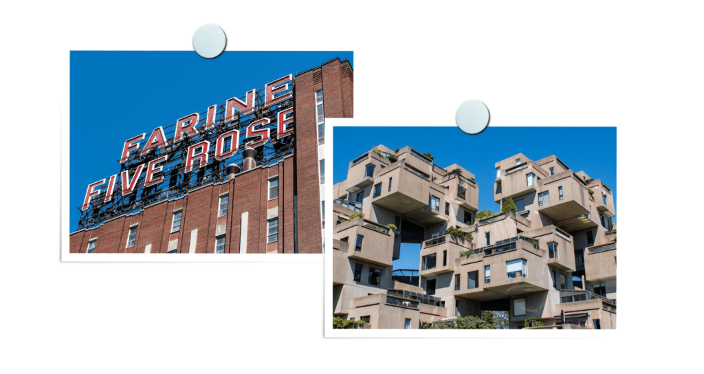 Habitat 67 et l'usine de farine Five Roses, deux sites emblématiques de Montréal